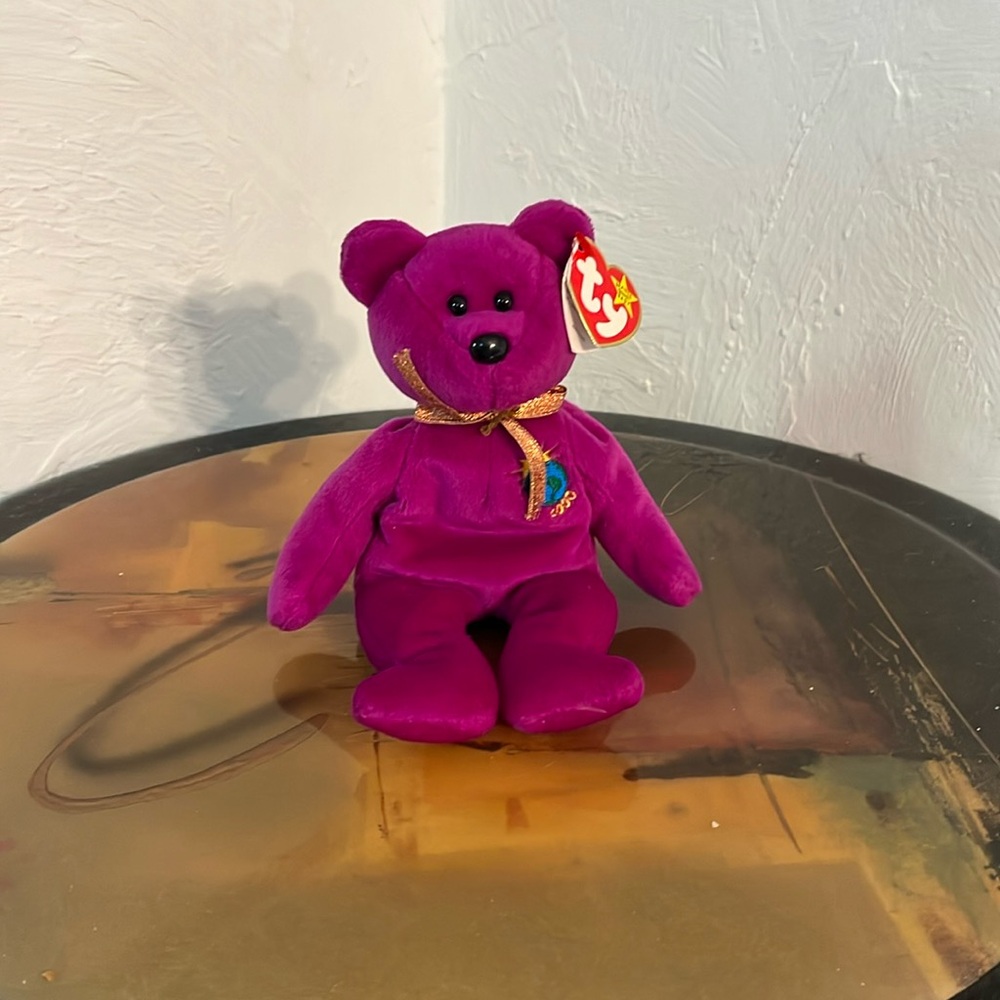 Sale! TY Beanie Baby Millennium Bear, Retired, 1999, Purple, Collectible, Tag